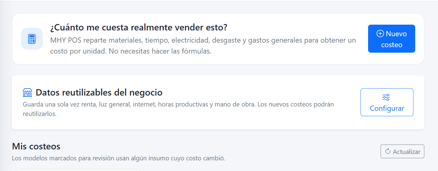 Costeo en MHY POS